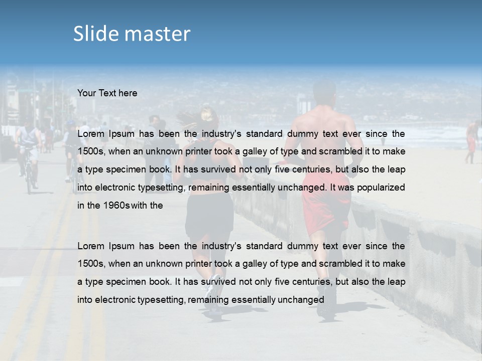 Couple Running Along The Beach PowerPoint Template