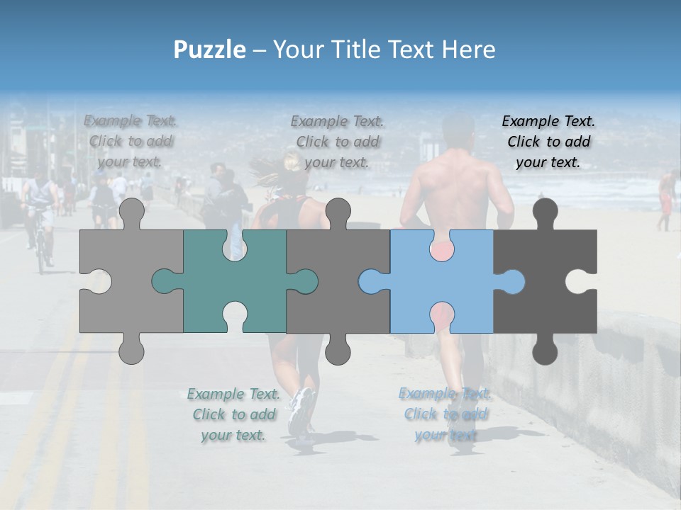 Couple Running Along The Beach PowerPoint Template