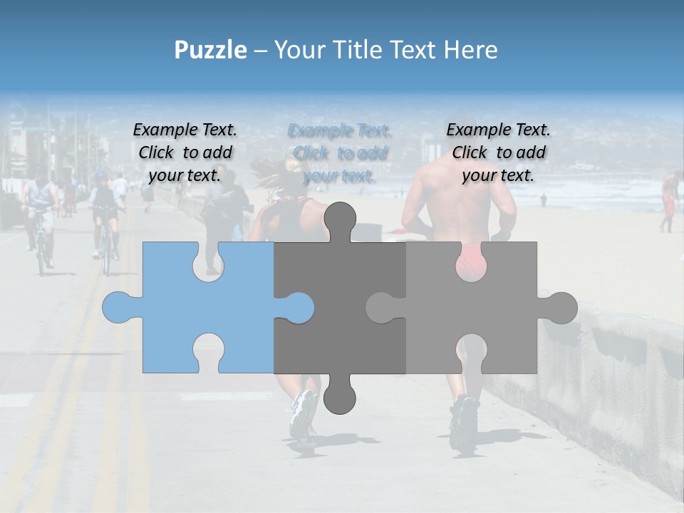 Couple Running Along The Beach PowerPoint Template