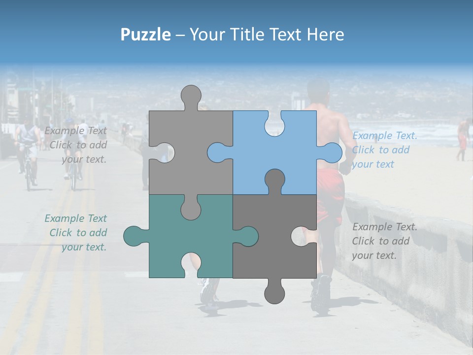 Couple Running Along The Beach PowerPoint Template