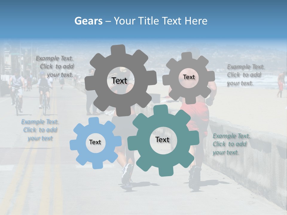 Couple Running Along The Beach PowerPoint Template