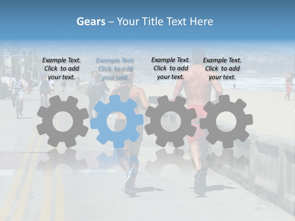 Couple Running Along The Beach PowerPoint Template