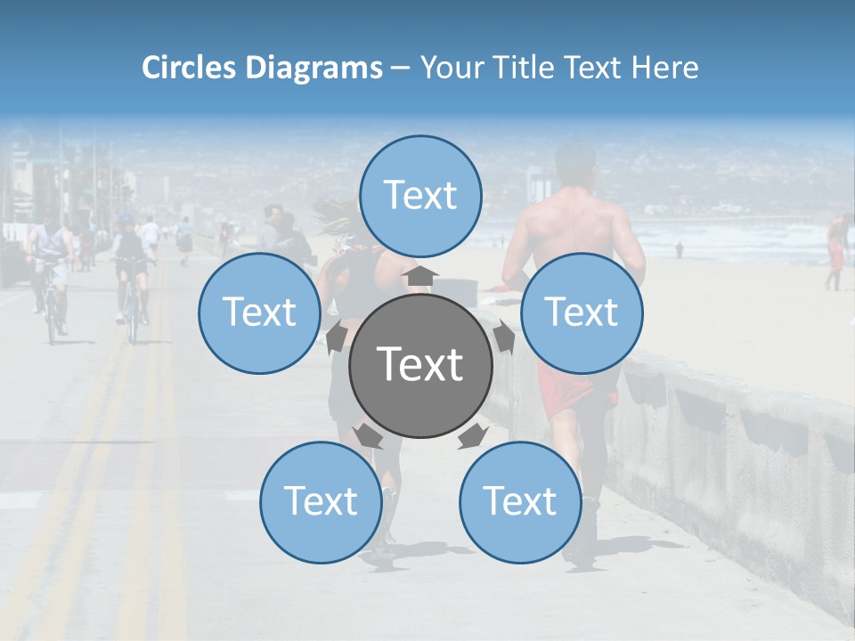 Couple Running Along The Beach PowerPoint Template