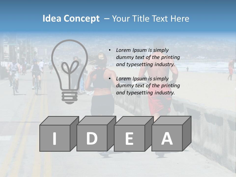 Couple Running Along The Beach PowerPoint Template