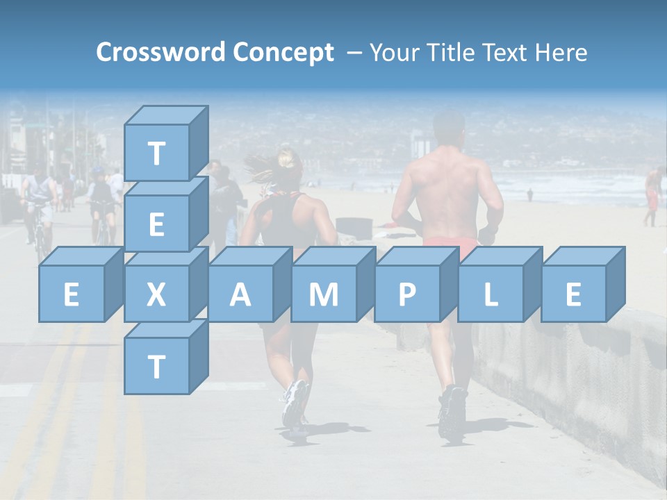 Couple Running Along The Beach PowerPoint Template