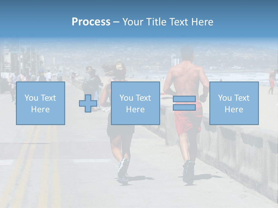 Couple Running Along The Beach PowerPoint Template