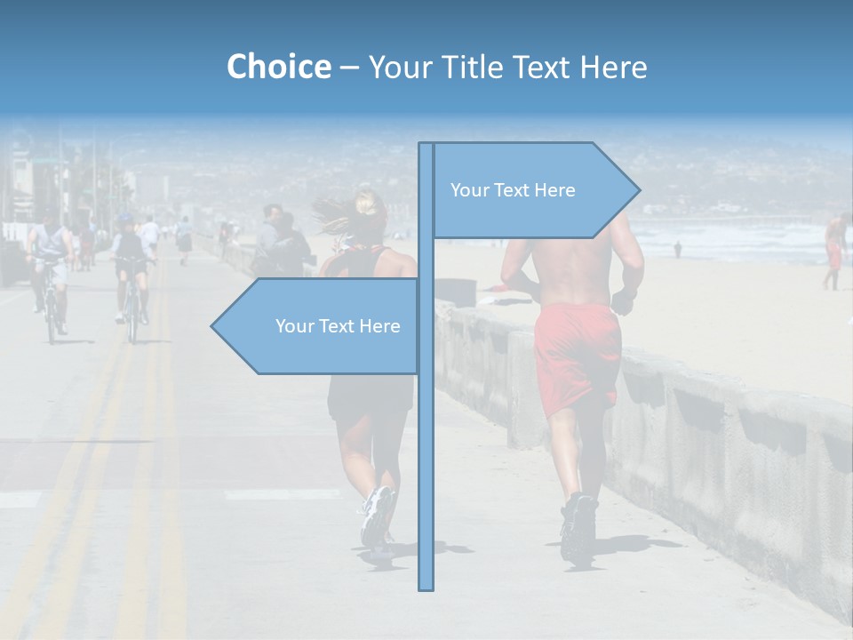 Couple Running Along The Beach PowerPoint Template