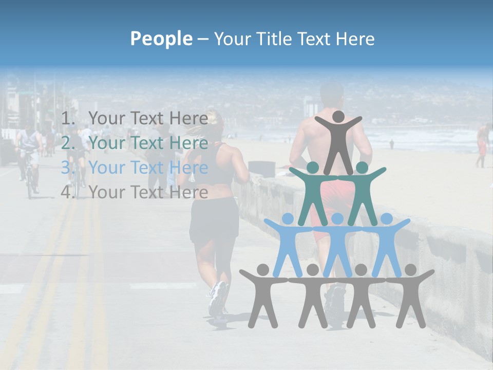 Couple Running Along The Beach PowerPoint Template