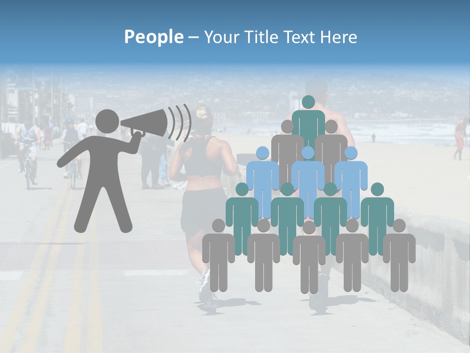 Couple Running Along The Beach PowerPoint Template