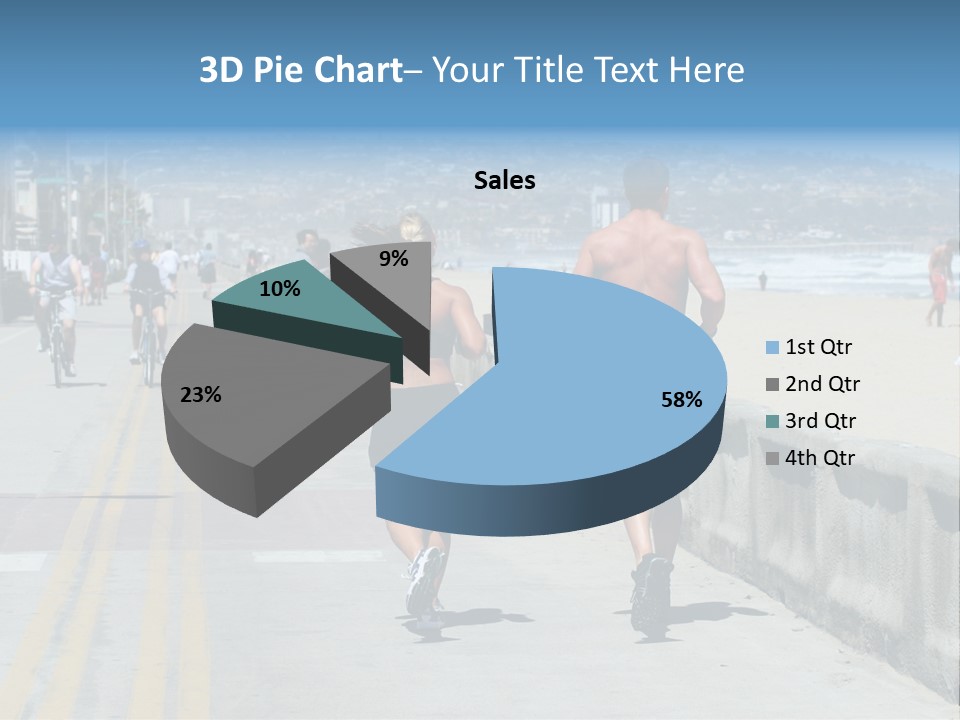 Couple Running Along The Beach PowerPoint Template