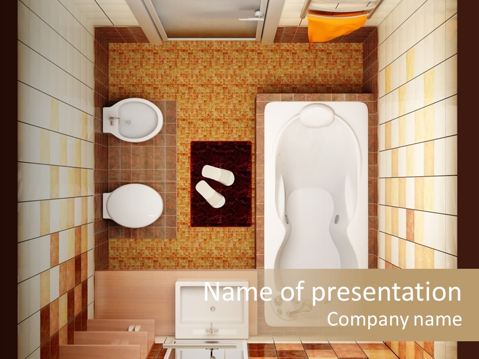 3D Rendering Of The Modern Bathroom From Top View PowerPoint Template