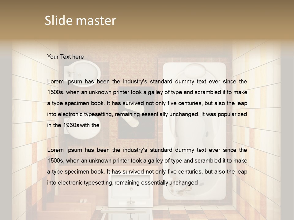 3D Rendering Of The Modern Bathroom From Top View PowerPoint Template