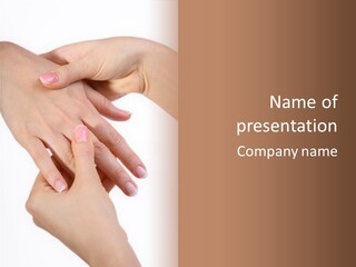 Two Hands Touching Each Other With A Brown Background PowerPoint Template