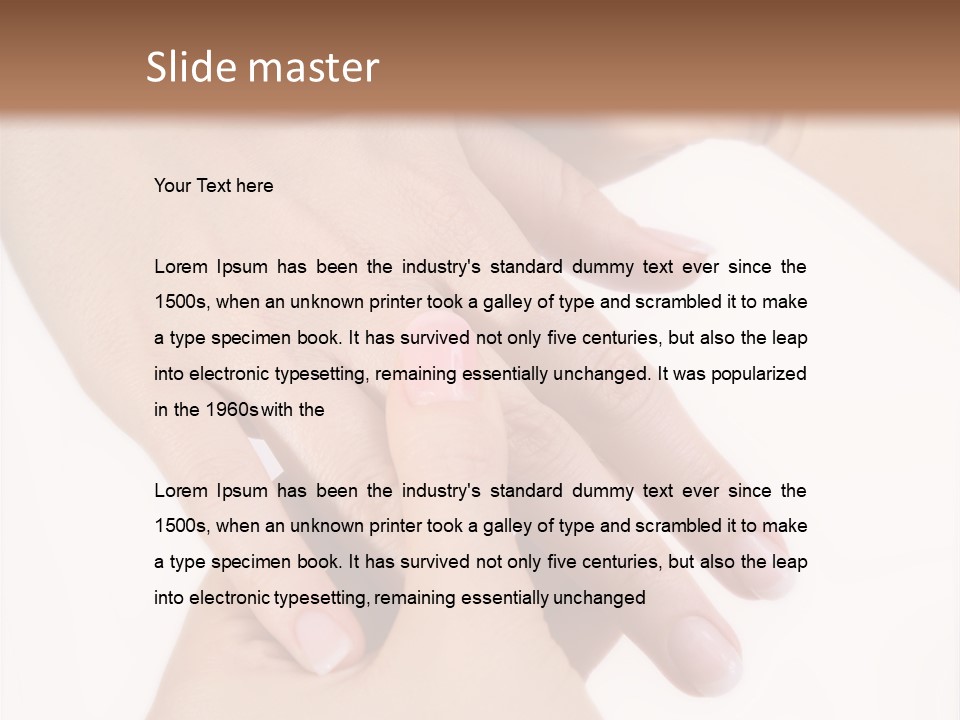 Two Hands Touching Each Other With A Brown Background PowerPoint Template