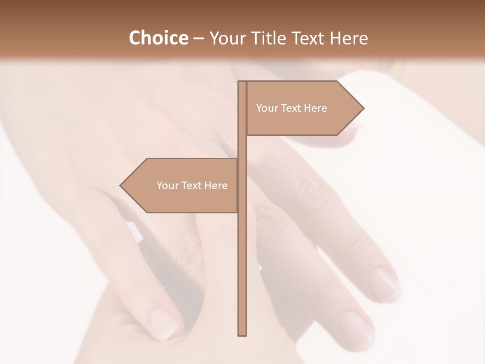 Two Hands Touching Each Other With A Brown Background PowerPoint Template