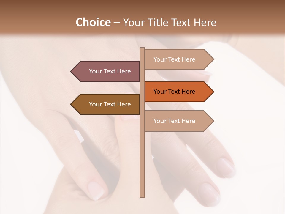 Two Hands Touching Each Other With A Brown Background PowerPoint Template