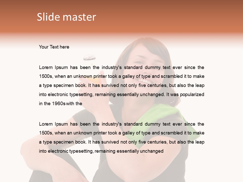 Pretty Brunette Enjoying A Refreshing Drink After Her Workout PowerPoint Template