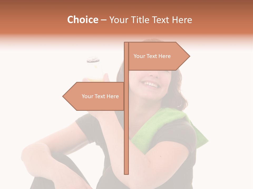 Pretty Brunette Enjoying A Refreshing Drink After Her Workout PowerPoint Template