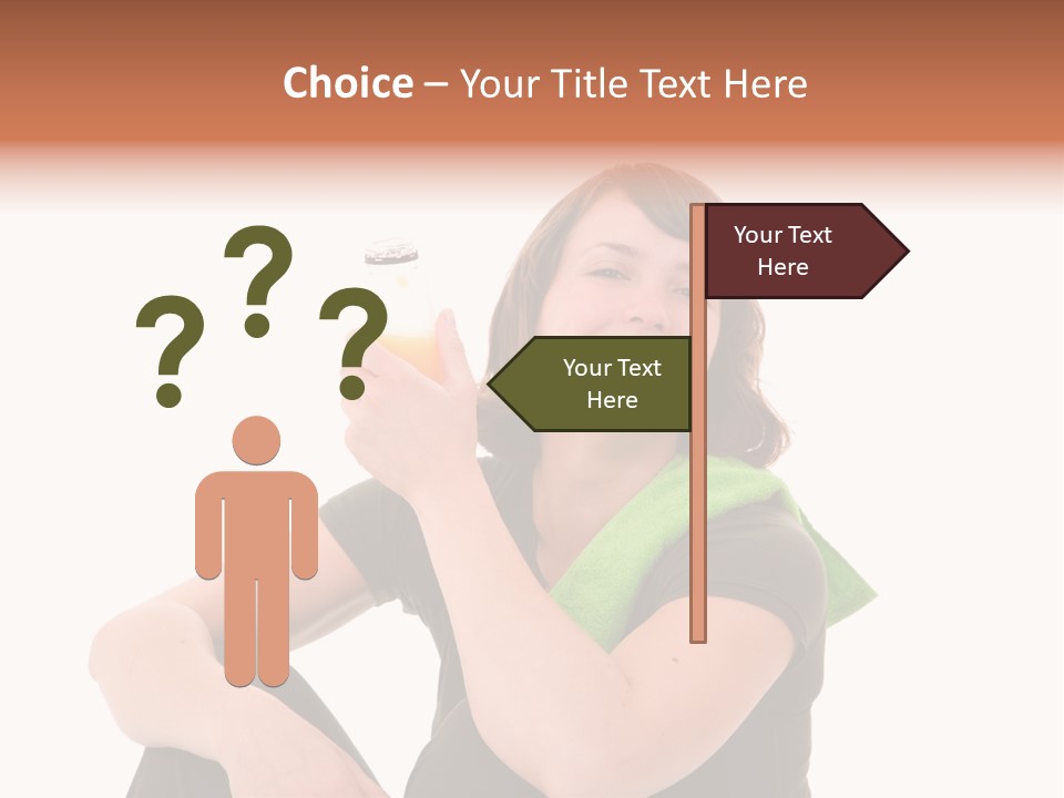 Pretty Brunette Enjoying A Refreshing Drink After Her Workout PowerPoint Template