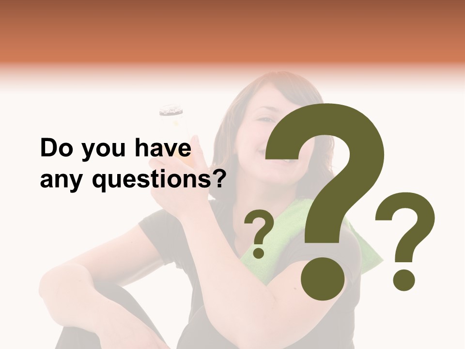 Pretty Brunette Enjoying A Refreshing Drink After Her Workout PowerPoint Template