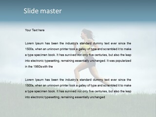 A Woman Running In A Field Of Grass PowerPoint Template