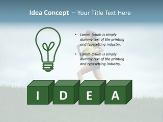 A Woman Running In A Field Of Grass PowerPoint Template