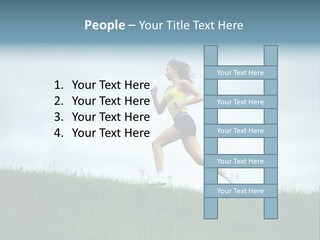 A Woman Running In A Field Of Grass PowerPoint Template