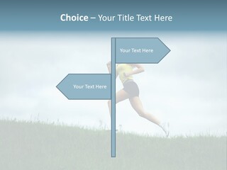 A Woman Running In A Field Of Grass PowerPoint Template