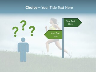 A Woman Running In A Field Of Grass PowerPoint Template