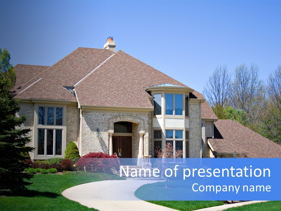 Beautiful Brick American Home Located In A Prestigious Suburb Of Ohio. PowerPoint Template