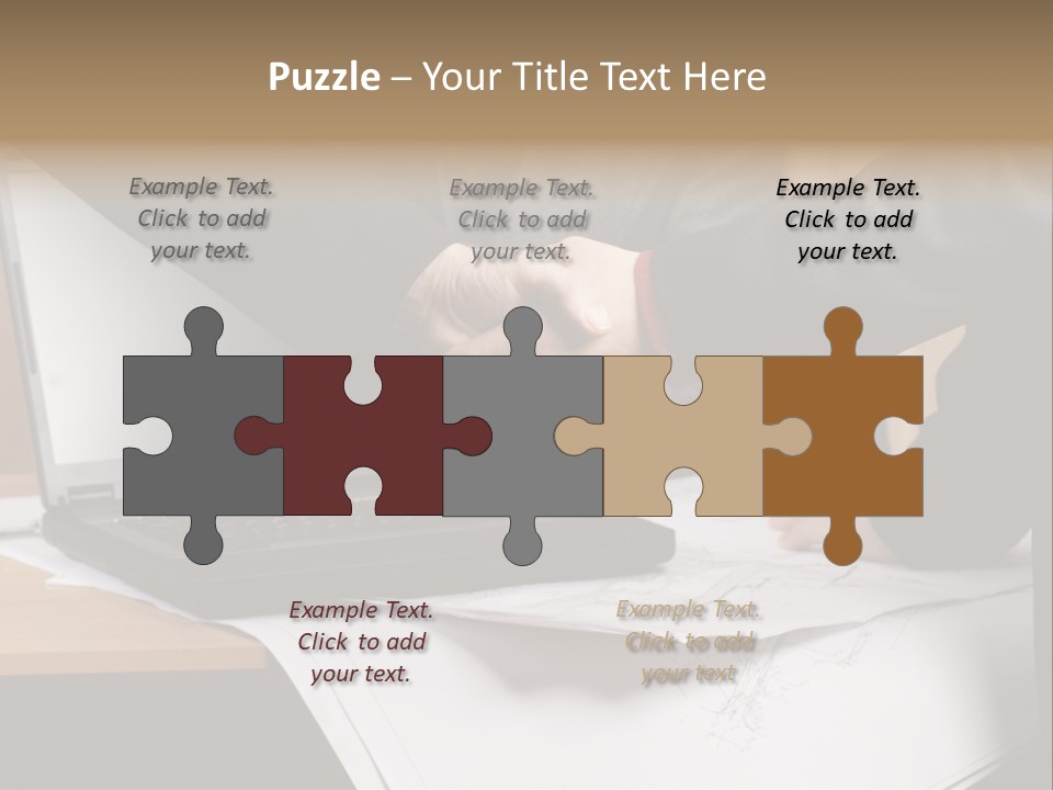 Two People Shaking Hands Over A Laptop Computer PowerPoint Template