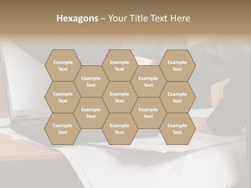 Two People Shaking Hands Over A Laptop Computer PowerPoint Template