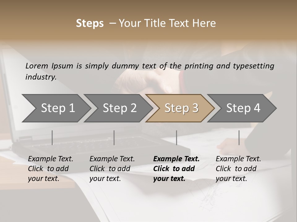 Two People Shaking Hands Over A Laptop Computer PowerPoint Template