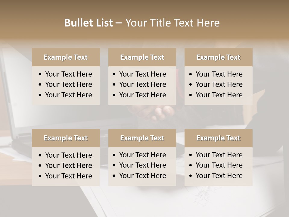 Two People Shaking Hands Over A Laptop Computer PowerPoint Template