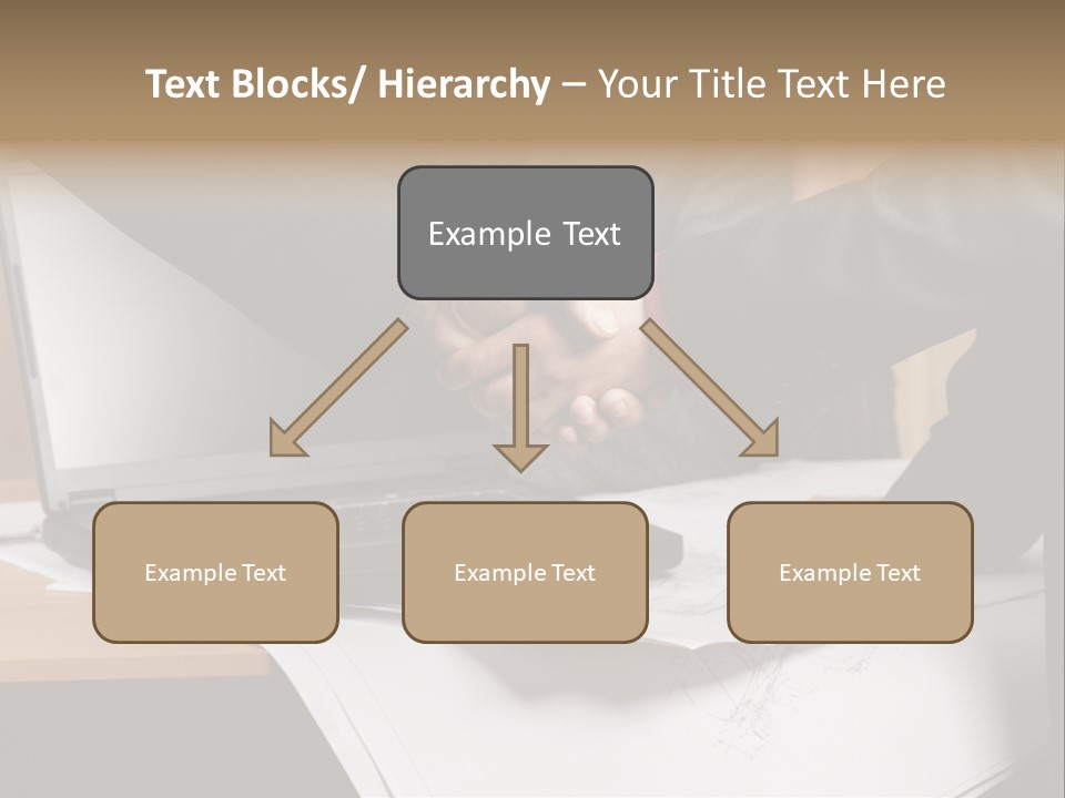 Two People Shaking Hands Over A Laptop Computer PowerPoint Template