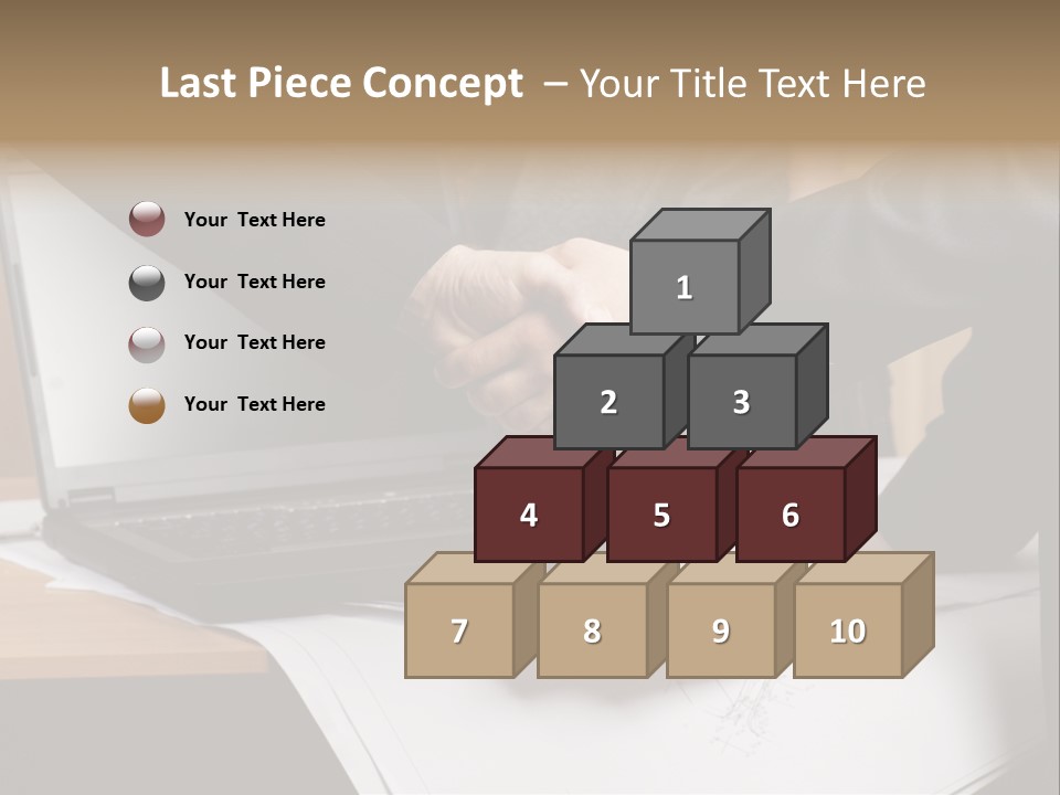 Two People Shaking Hands Over A Laptop Computer PowerPoint Template