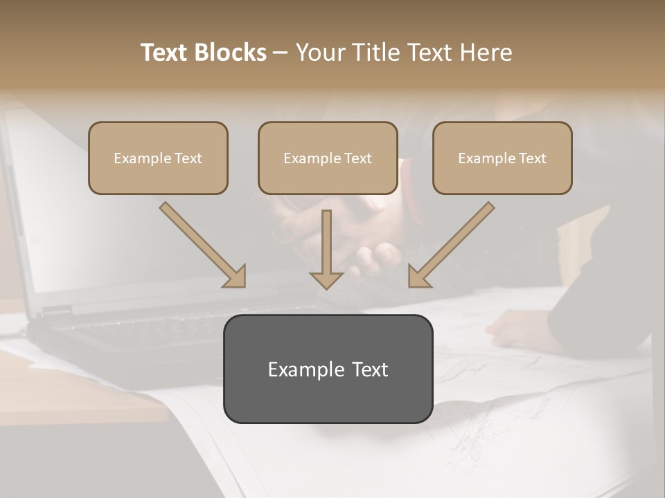 Two People Shaking Hands Over A Laptop Computer PowerPoint Template