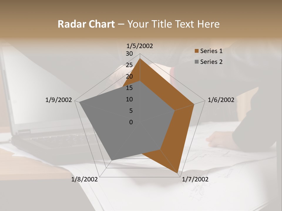 Two People Shaking Hands Over A Laptop Computer PowerPoint Template