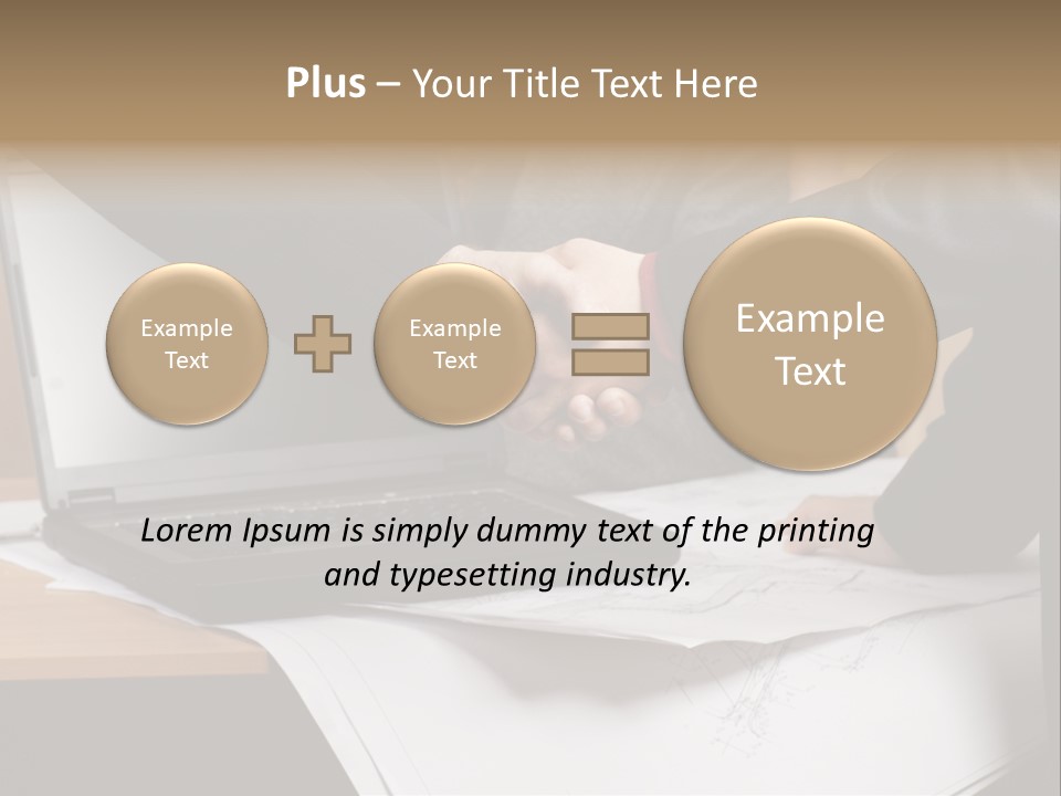 Two People Shaking Hands Over A Laptop Computer PowerPoint Template