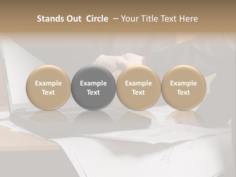 Two People Shaking Hands Over A Laptop Computer PowerPoint Template