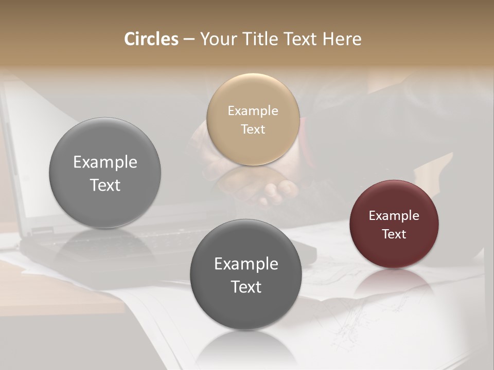 Two People Shaking Hands Over A Laptop Computer PowerPoint Template