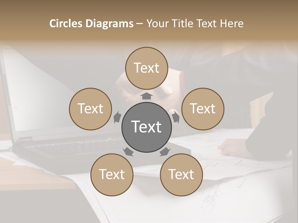 Two People Shaking Hands Over A Laptop Computer PowerPoint Template