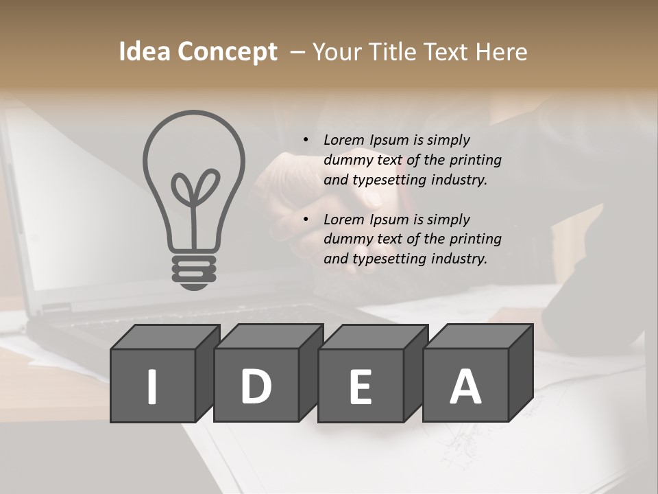 Two People Shaking Hands Over A Laptop Computer PowerPoint Template