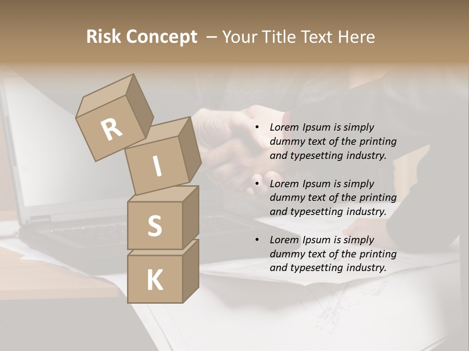 Two People Shaking Hands Over A Laptop Computer PowerPoint Template