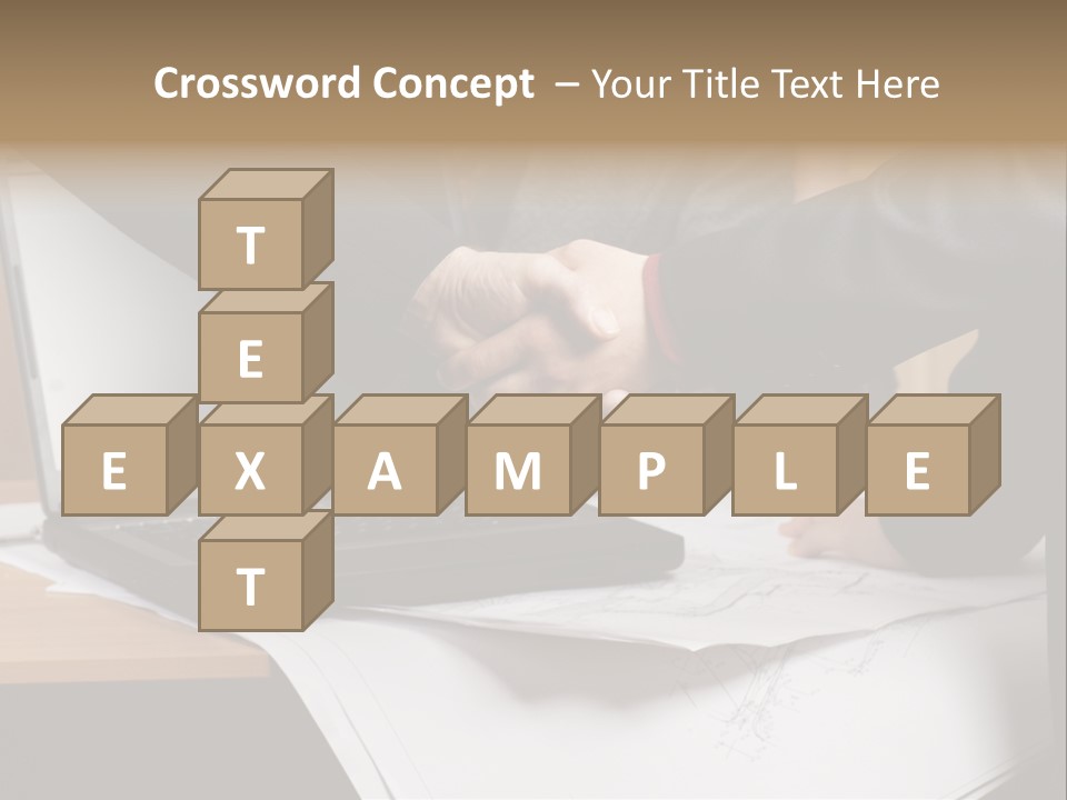 Two People Shaking Hands Over A Laptop Computer PowerPoint Template