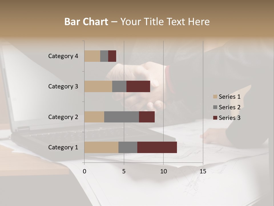 Two People Shaking Hands Over A Laptop Computer PowerPoint Template
