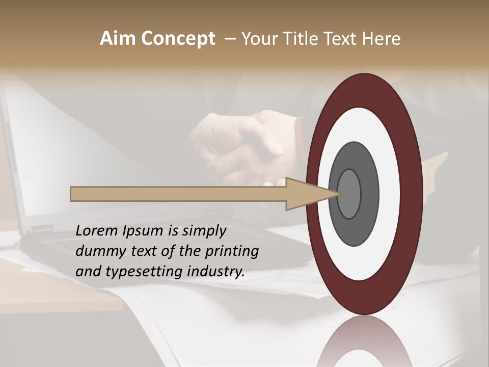 Two People Shaking Hands Over A Laptop Computer PowerPoint Template