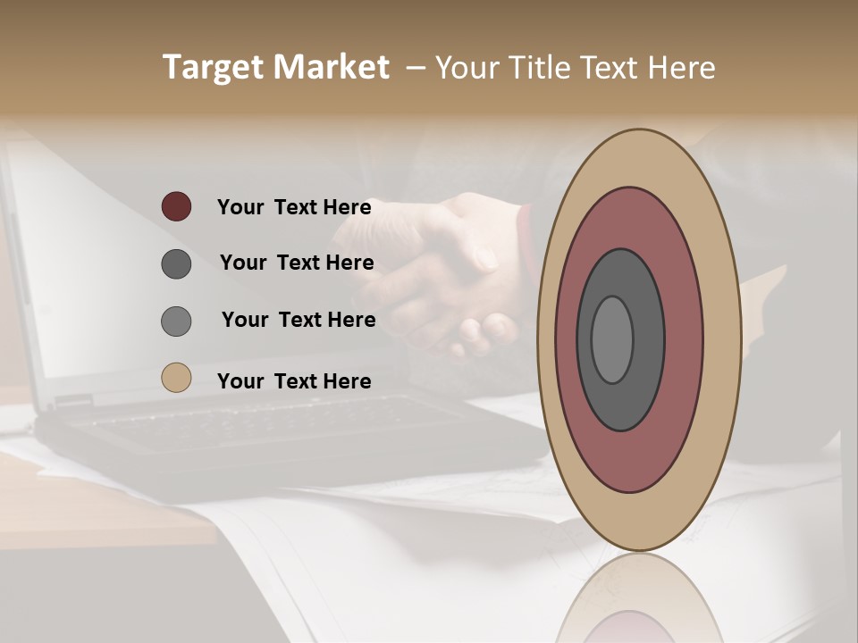 Two People Shaking Hands Over A Laptop Computer PowerPoint Template