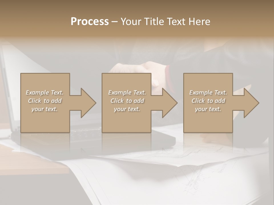 Two People Shaking Hands Over A Laptop Computer PowerPoint Template