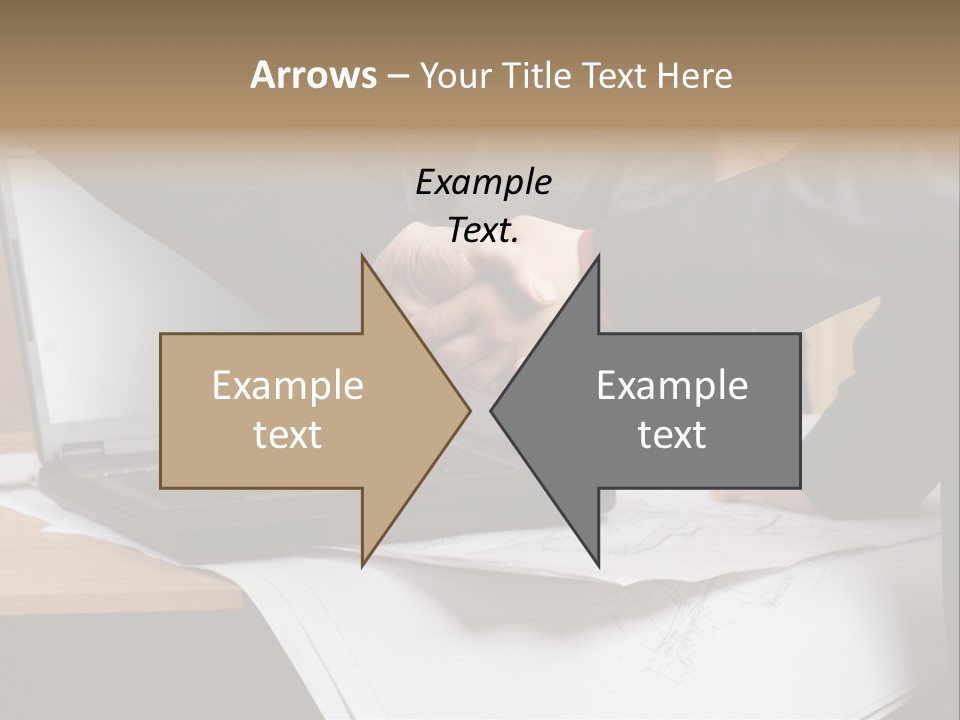 Two People Shaking Hands Over A Laptop Computer PowerPoint Template